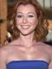 Alyson Hannigan dressed in a blue dress