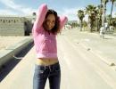 Amanda Bynes wearing pink jacket