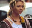 Amanda Detmer with ear phones