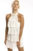Amber Hay in a white dress