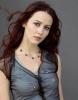 Amy Acker Wearing Grey Dress