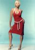 Crystal Allen in a red dress