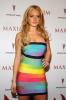 Lindsay Lohan in a colorful dress