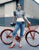 Zooey Deschanel with a bike